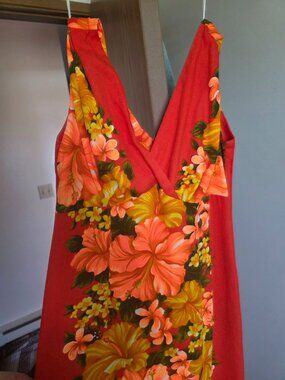 Vintage barkcloth Hawaiian dress